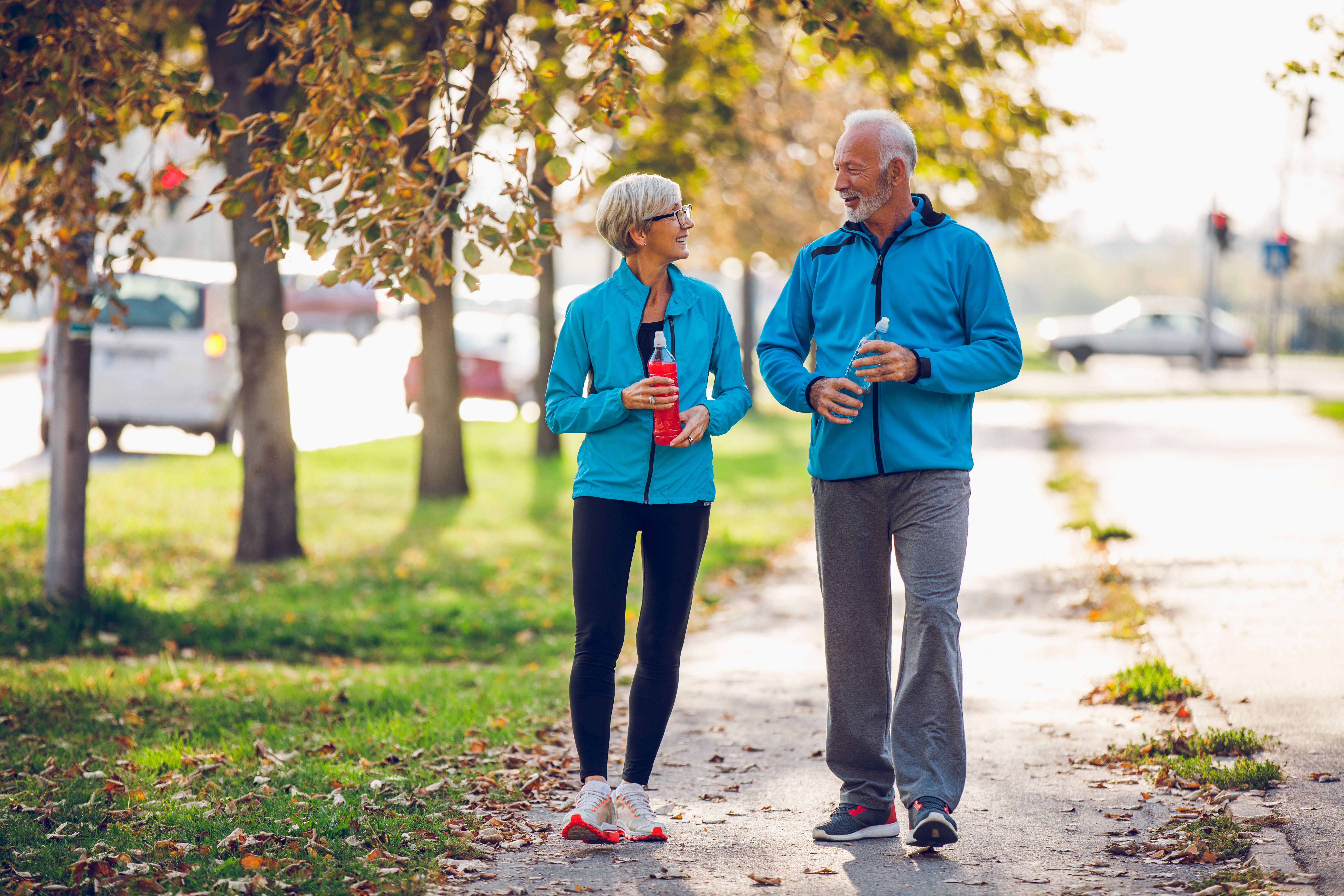 Older couple walking