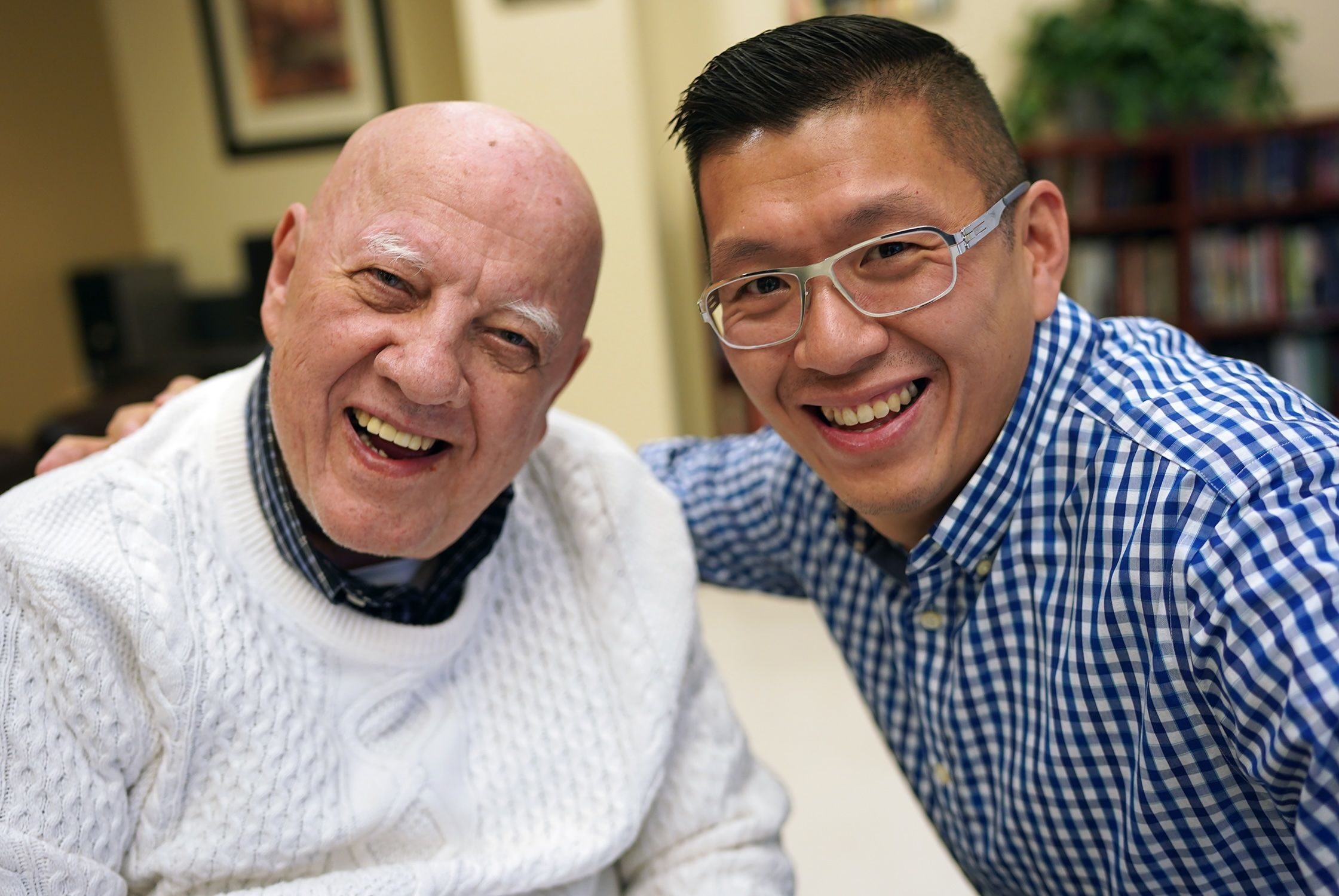 Nursing home resident with staff